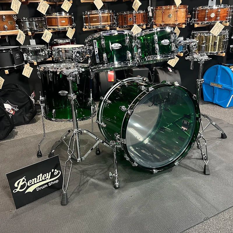 ~LIMITED EDITION~ Pearl CRB524P/C754 Crystal Beat Acrylic 4-Piece 10/12/16/22" Drum Set Kit in Emerald Glass